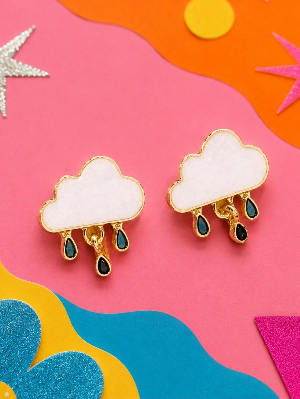 BETSEY JOHNSON RAIN CLOUD STUD EARRINGS 2